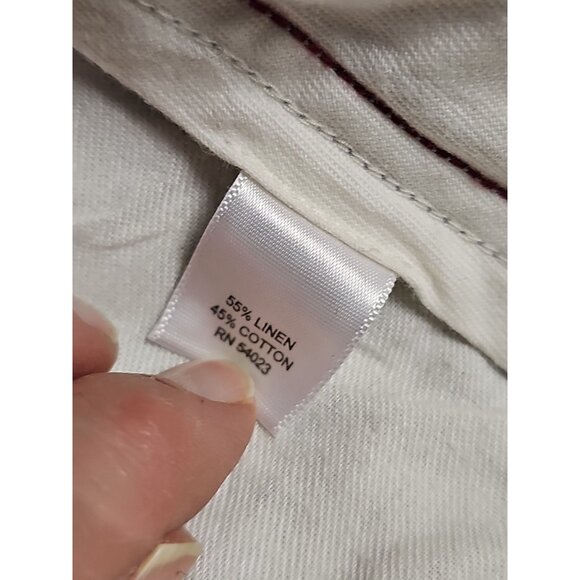 Banana Republic Pants Blue Stripe Linen Cotton Relaxed Fit Drawstring Mens 35x30 - Picture 3 of 4